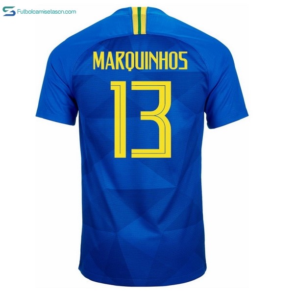 Camiseta Brasil 2ª Marquinhos 2018 Azul